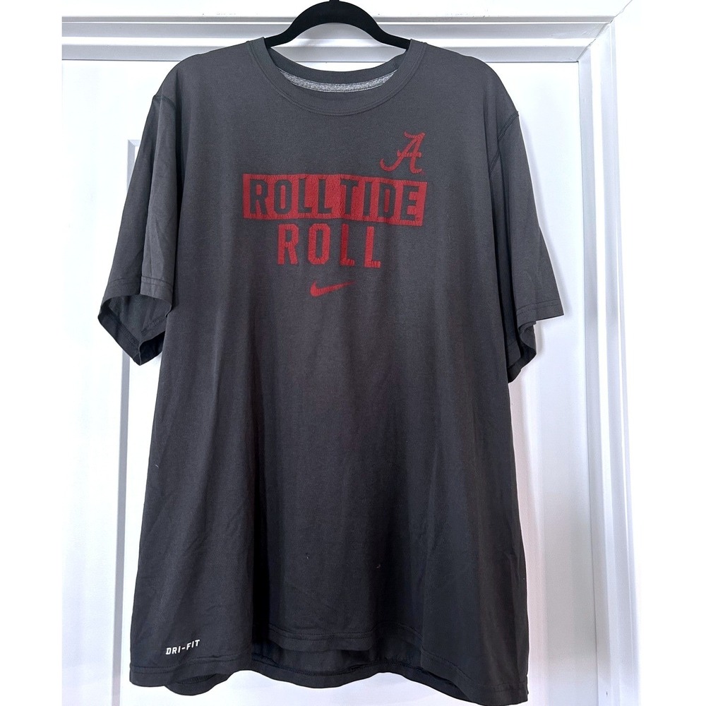 Nike Alabama Crimson Tide Roll Tide Roll Dri-Fit Graphic T-Shirt Mens XXL Gray
